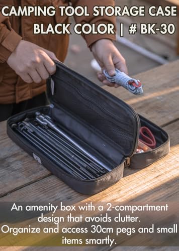 camping moon CAMPINGMOON MOLLE System Tactical Camping Gear Organizer Utility Tool Bag w PP Board Support DualLayer Rigid Storage Case Tent Stakes Tools Black Compact Case 124 Accessory Bag - Image 3