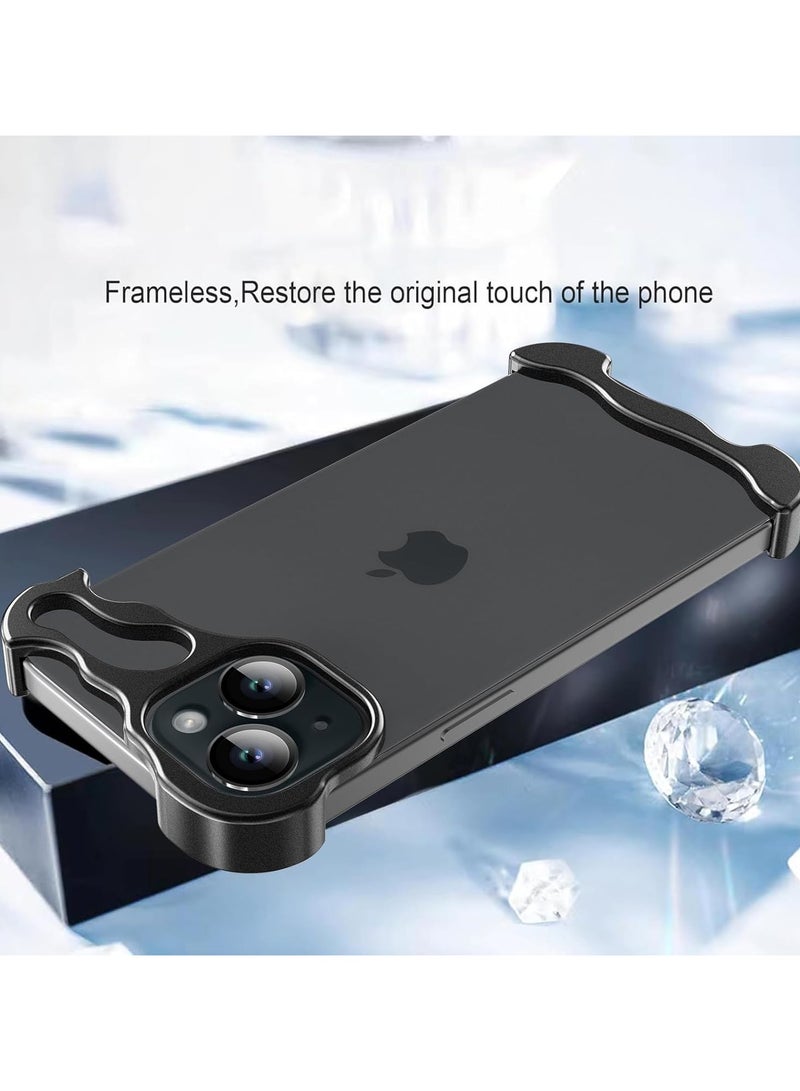 URBBKING For iPhone 14 Plus Shaped True Frameless Metal Corner Pad Phone Case Drop Proproof 14plus Case Black - Image 4