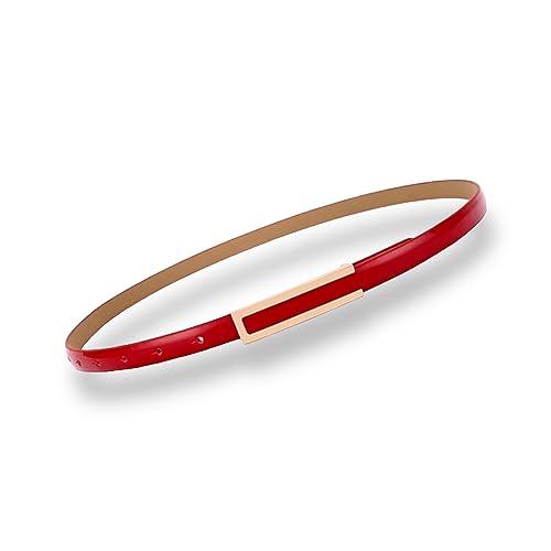 CaserBay Women's Belt Fashion Elegant Dress Skinny Patent Leather Belts Waistband Thin Waist Belt Alloy Gold Buckle, Red, For Waist 28"- 34", Women Size S-M, 4-6 - Image 2