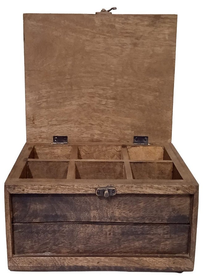 Purpledip Wooden Box For Tea, Coffee, Sugar Or Spices: 6 Slots For Wide Variety (12236A) - Image 3