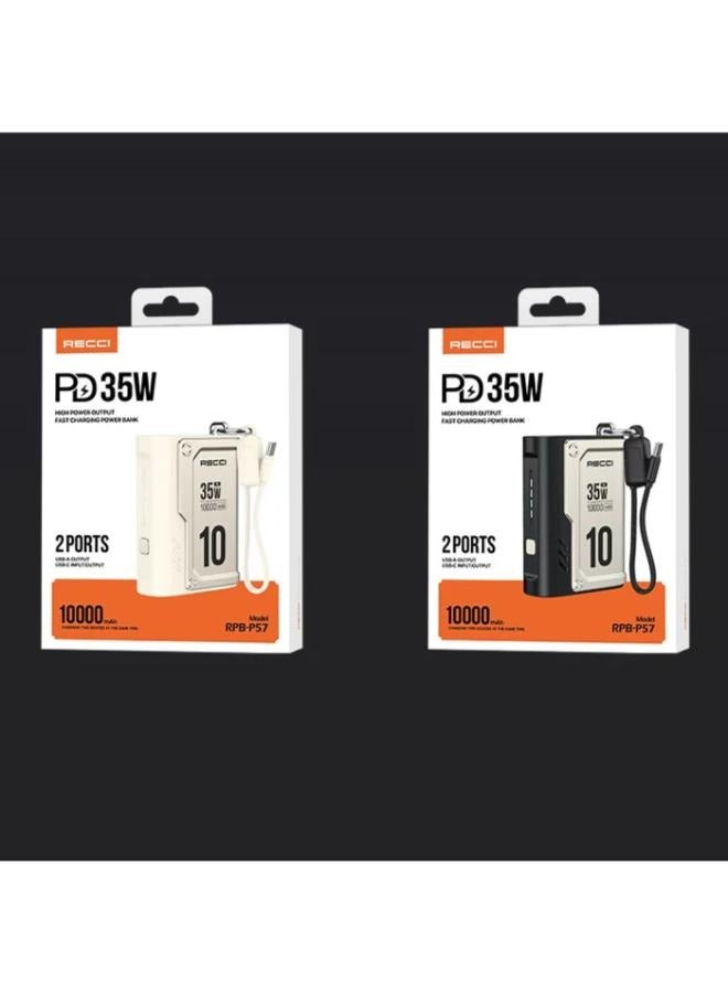 Recci RPB-P57 PD 35W Fast Charging Power Bank 10000mAh with Type-C Cable Multi-Port Output Supports Laptop Charging - Image 3