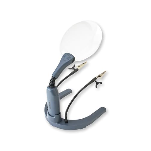 Carson HelpingHands 2x LED Lighted Hand-Held or Hands-Free Flexible Magnifier with Fully Adjustable Clamps and Alligator Teeth (GN-88) - Image 1