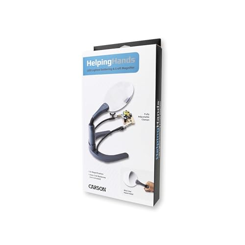 Carson HelpingHands 2x LED Lighted Hand-Held or Hands-Free Flexible Magnifier with Fully Adjustable Clamps and Alligator Teeth (GN-88) - Image 5