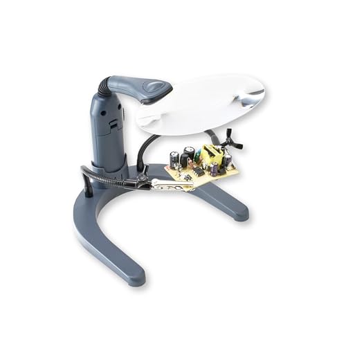 Carson HelpingHands 2x LED Lighted Hand-Held or Hands-Free Flexible Magnifier with Fully Adjustable Clamps and Alligator Teeth (GN-88) - Image 4