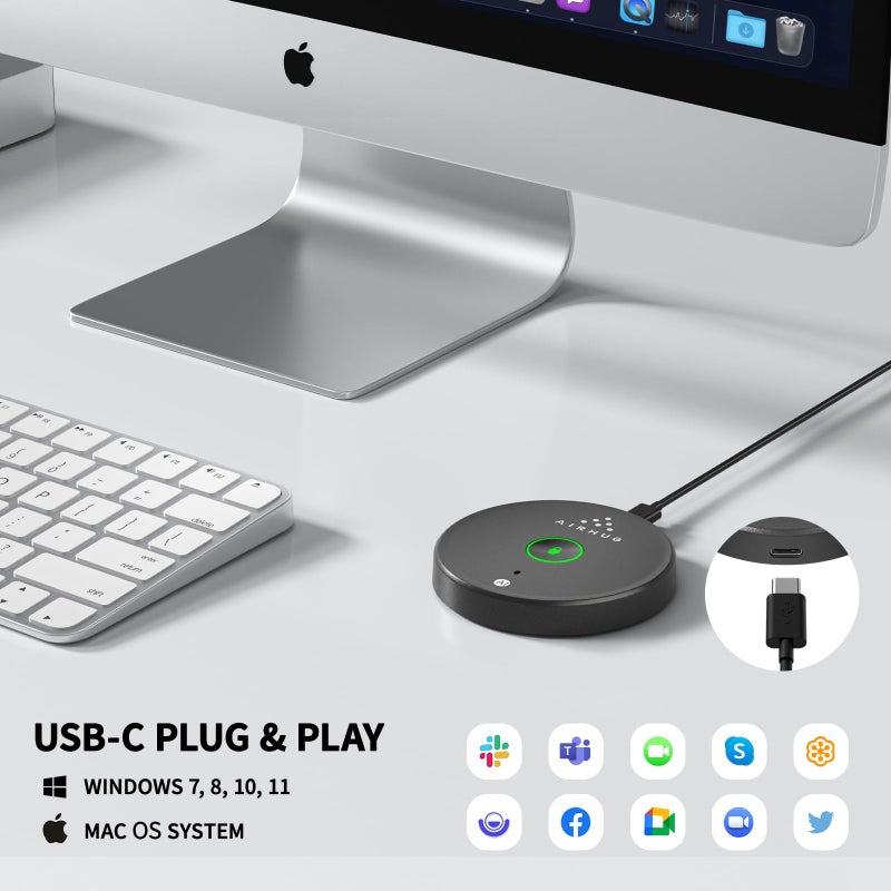 AIRHUG USB Microphone,Desktop Computer Mic, Mute Button with LED Indicator,AI Noise Reduction,Plug & Play Omnidirectional Condenser PC Laptop Mics,for Online Calls/Class/Recording Video - Image 5