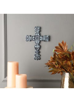 Ardour Ardour Metal Decorative Wall Cross Metal Spiritual Decorations for Home Religious Hanging Cross Wall Decor 9.5" x 5" Inches - Blue  - Image 2