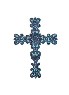 Ardour Ardour Metal Decorative Wall Cross Metal Spiritual Decorations for Home Religious Hanging Cross Wall Decor 9.5" x 5" Inches - Blue  - Image 1