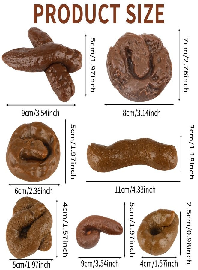 Junware 7 Pieces Fake Poo Realistic Fake Turd Prank Lifelike Poo, Fake Dog Poop Joke Toys for Halloween April Fools' Day Prank Party Supplies - Image 3