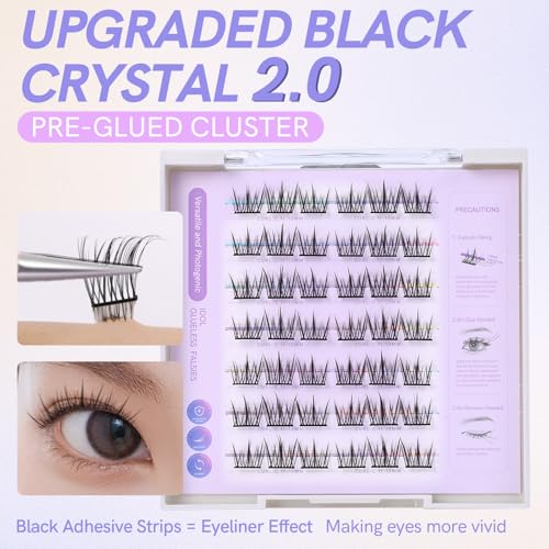 MLEN DIARY Self Adhesive Lash Clusters DIY Eyelash Extensions C Curl Natural 42Pcs Pre-Glued Cluster Lashes 11-13MM No Glue Individual Lashes Self Application at Home(Idol) - Image 3