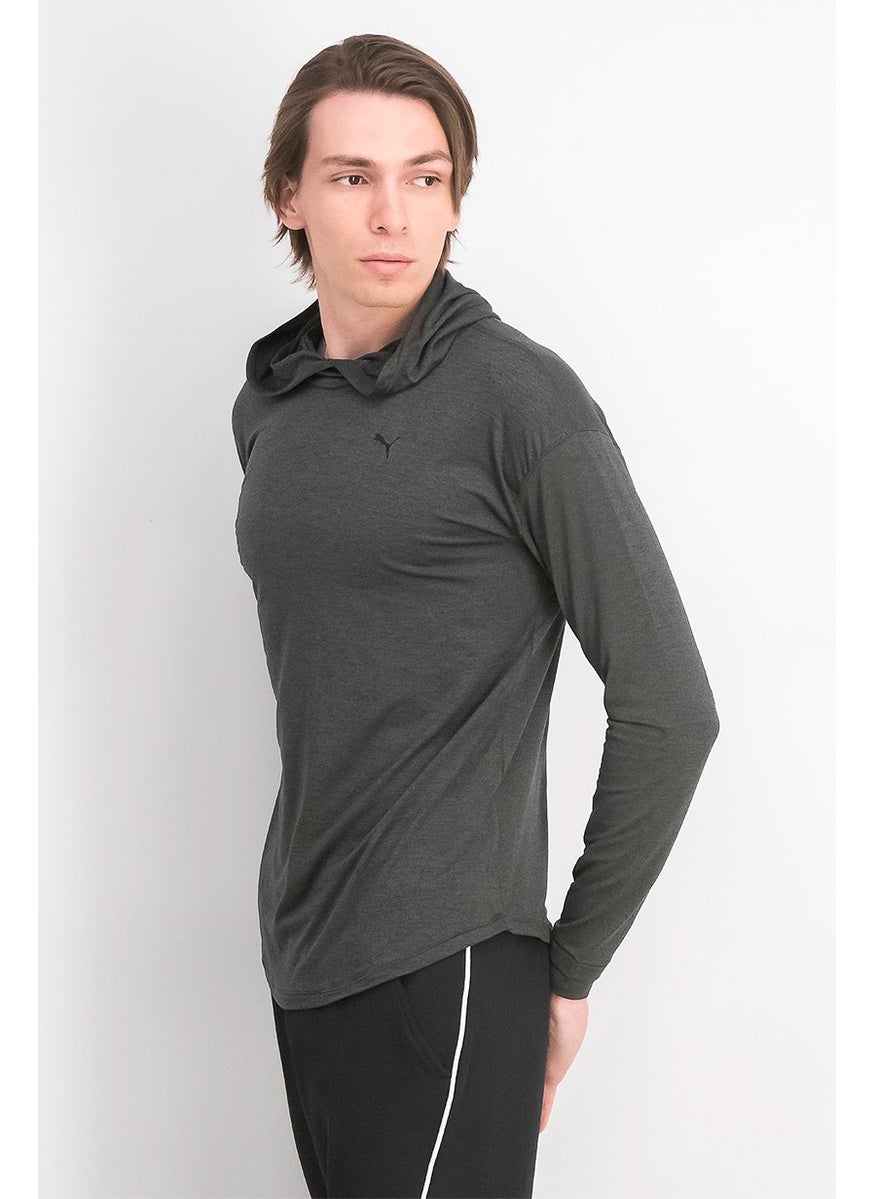 PUMA Men Sportswear Fit Training Long Sleeve Studio Knit Hoodie, Dark Grey Heather  - Image 2