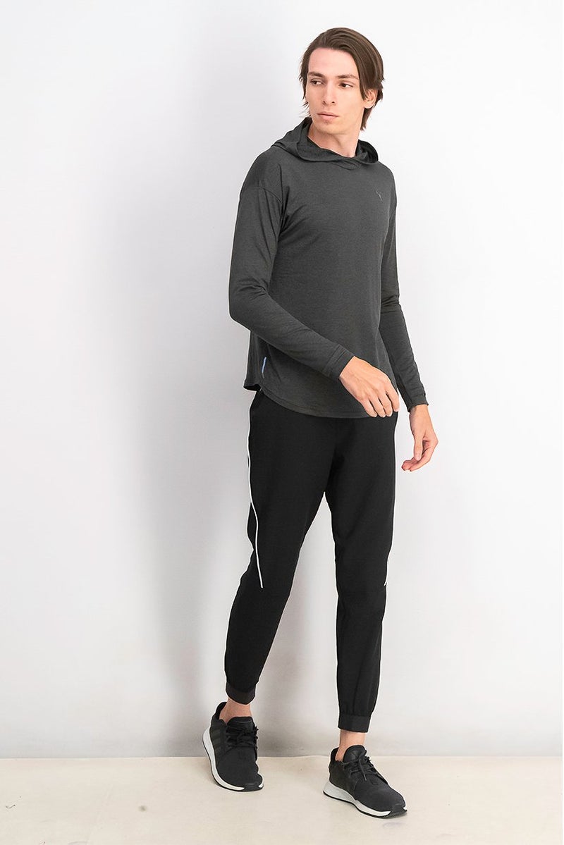 PUMA Men Sportswear Fit Training Long Sleeve Studio Knit Hoodie, Dark Grey Heather - Image 4