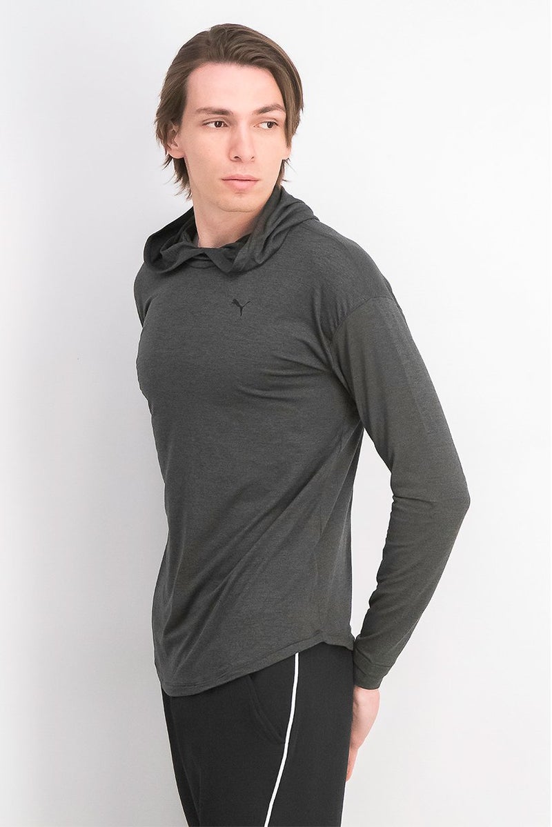PUMA Men Sportswear Fit Training Long Sleeve Studio Knit Hoodie, Dark Grey Heather - Image 2
