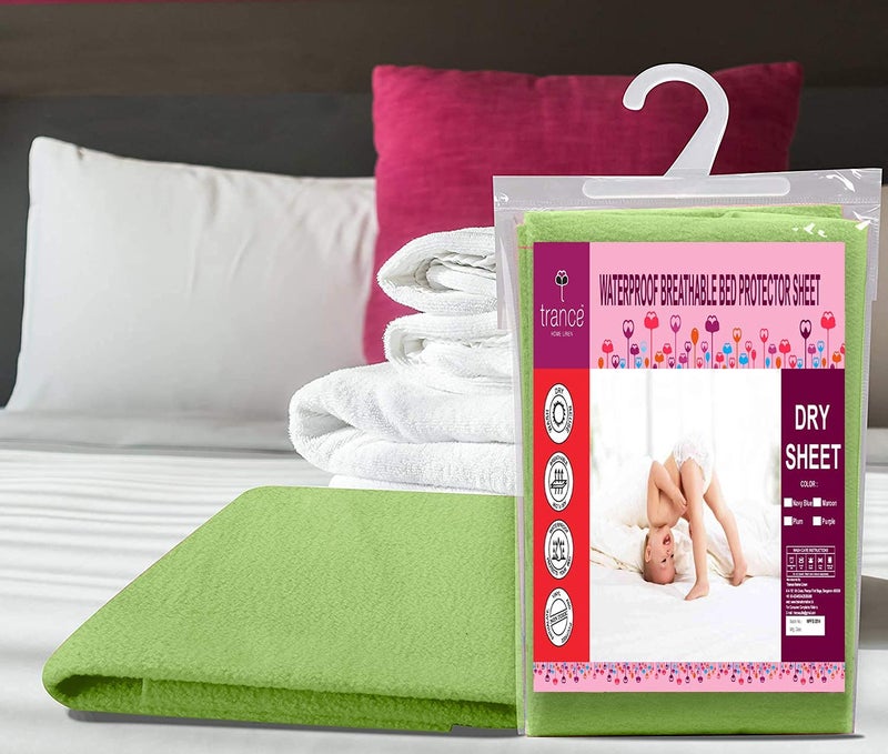 Trance Quick Dry - Soft Bed Protector Waterproof Baby Cot Sheet - (Single-90x182 cm,Pista Green) - Image 4