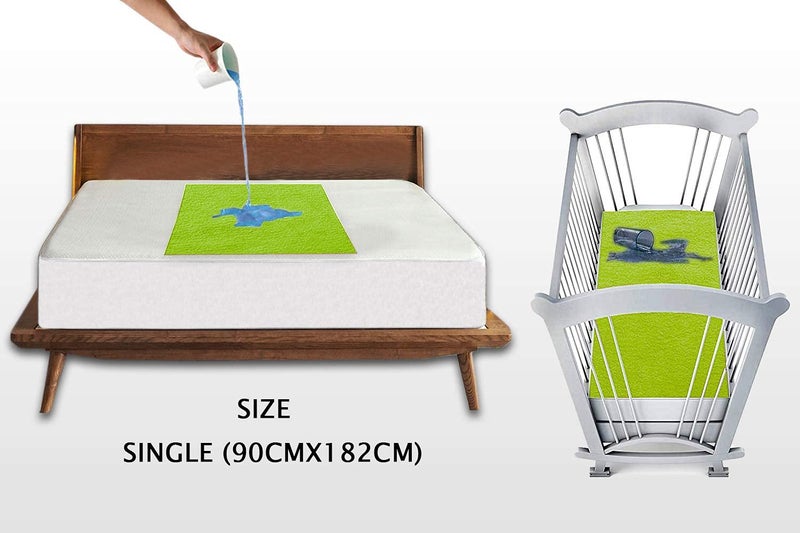 Trance Quick Dry - Soft Bed Protector Waterproof Baby Cot Sheet - (Single-90x182 cm,Pista Green) - Image 2