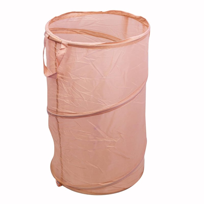 Kuber Industries Multipurpose Foldable Collapsible 50Litre PopUp Laundry Bag Basket with Zippered Lid And Carry Handle Peach - Image 2