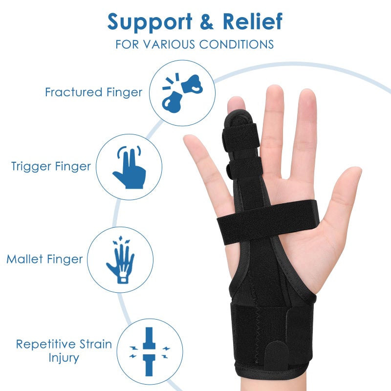 PKSTONE Full Trigger Finger Splint - Hand and Wrist Brace Support for Sprains, Pain Relief, Arthritis, Tendonitis, Fractured Finger - Adjustable Locking Straightener - Image 4