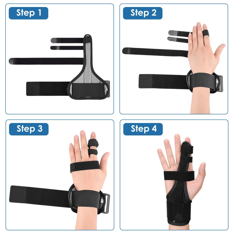PKSTONE Full Trigger Finger Splint - Hand and Wrist Brace Support for Sprains, Pain Relief, Arthritis, Tendonitis, Fractured Finger - Adjustable Locking Straightener - Image 3