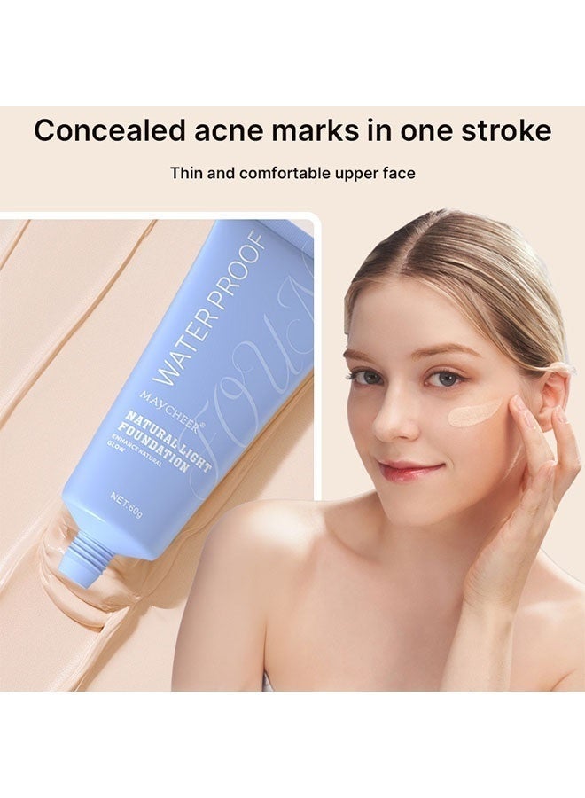 MAYCHEER WaterProof Natural Light Foundation ,Long-lasting Oil Control Concealer - Beauty Cosmetics Facial Foundation Concealer for Travel Vacation Performance Dating 01# CALASSIC IVORY - Image 5