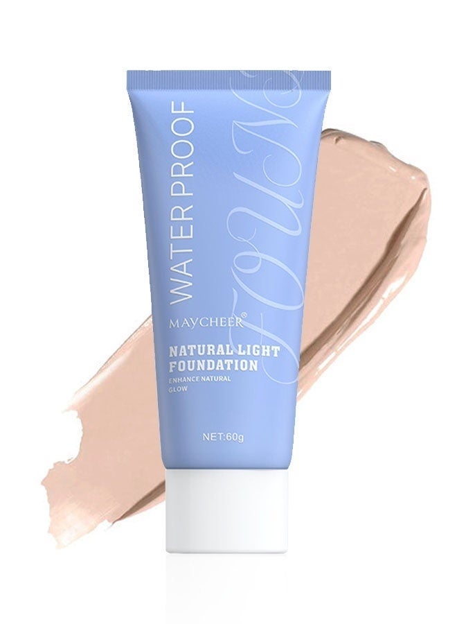 MAYCHEER WaterProof Natural Light Foundation ,Long-lasting Oil Control Concealer - Beauty Cosmetics Facial Foundation Concealer for Travel Vacation Performance Dating 01# CALASSIC IVORY - Image 1