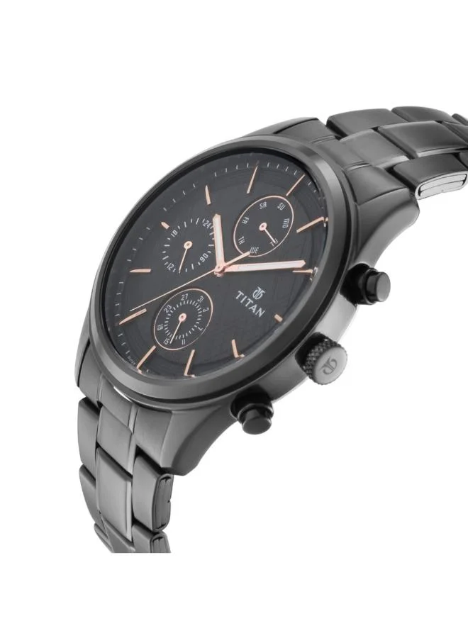 تيتان Men's Leather Analog Watch 1805NM01 - 42 mm