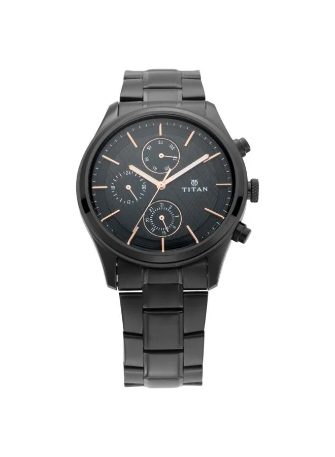 تيتان Men's Leather Analog Watch 1805NM01 - 42 mm