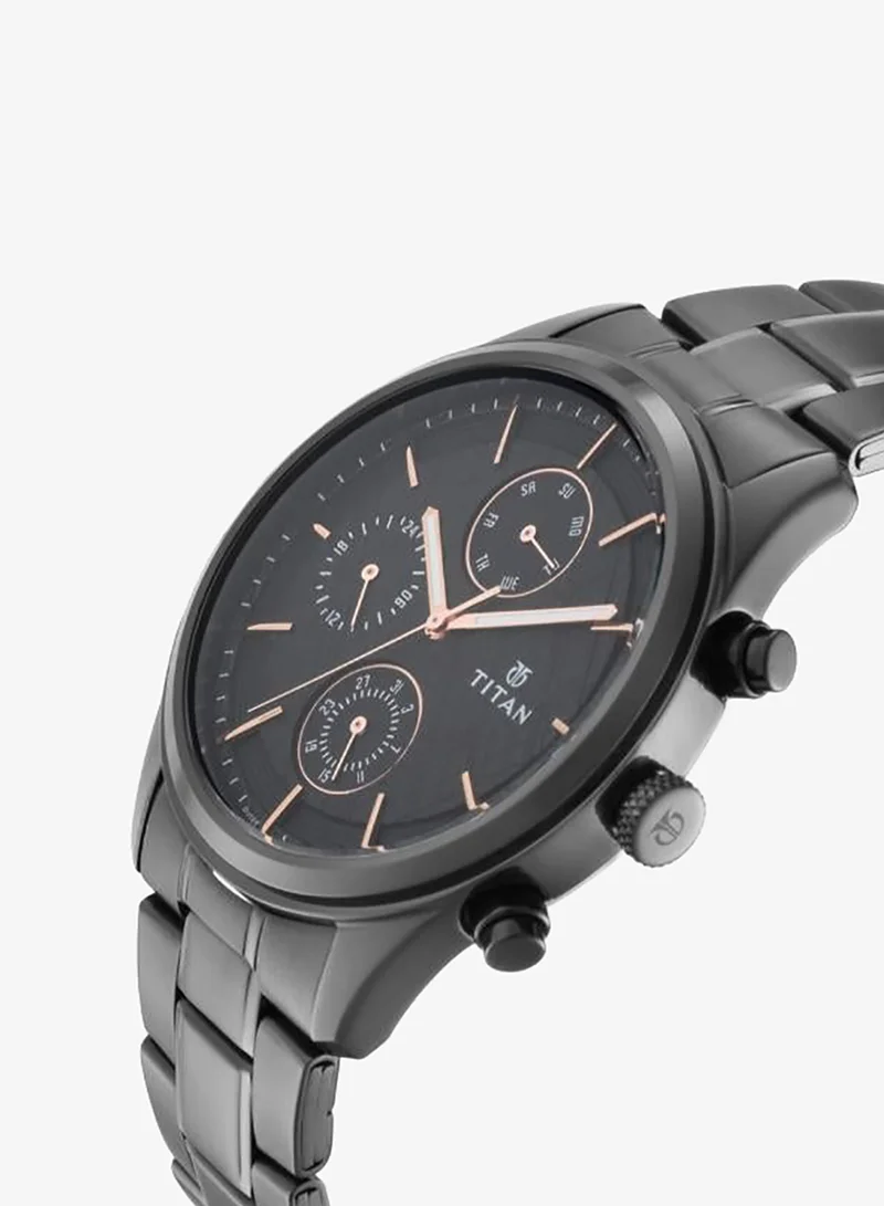 TITAN Men's Leather Analog Watch 1805NM01 - 42 mm