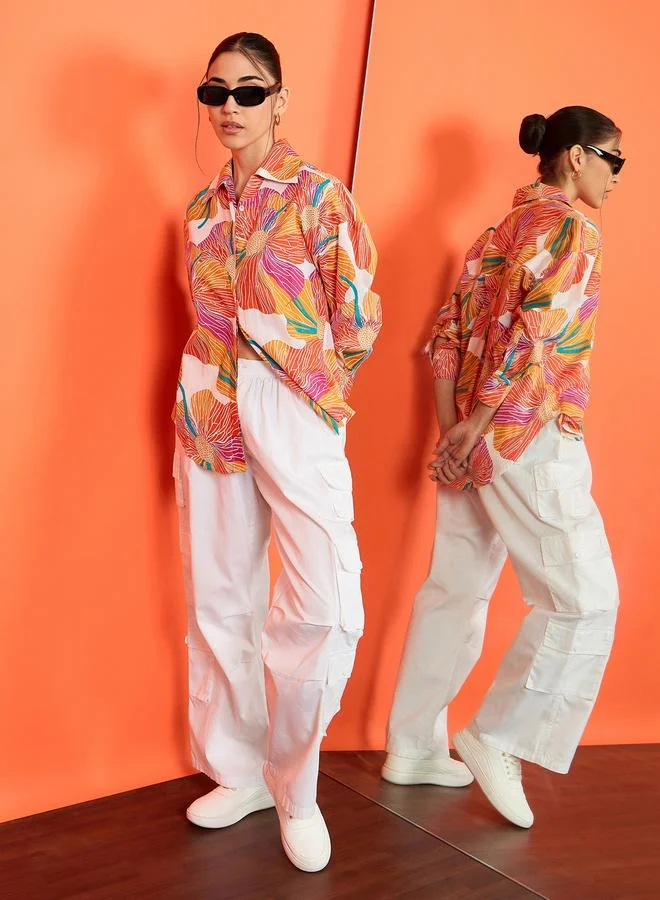 Uptownie Floral Print Long Sleeve Shirt