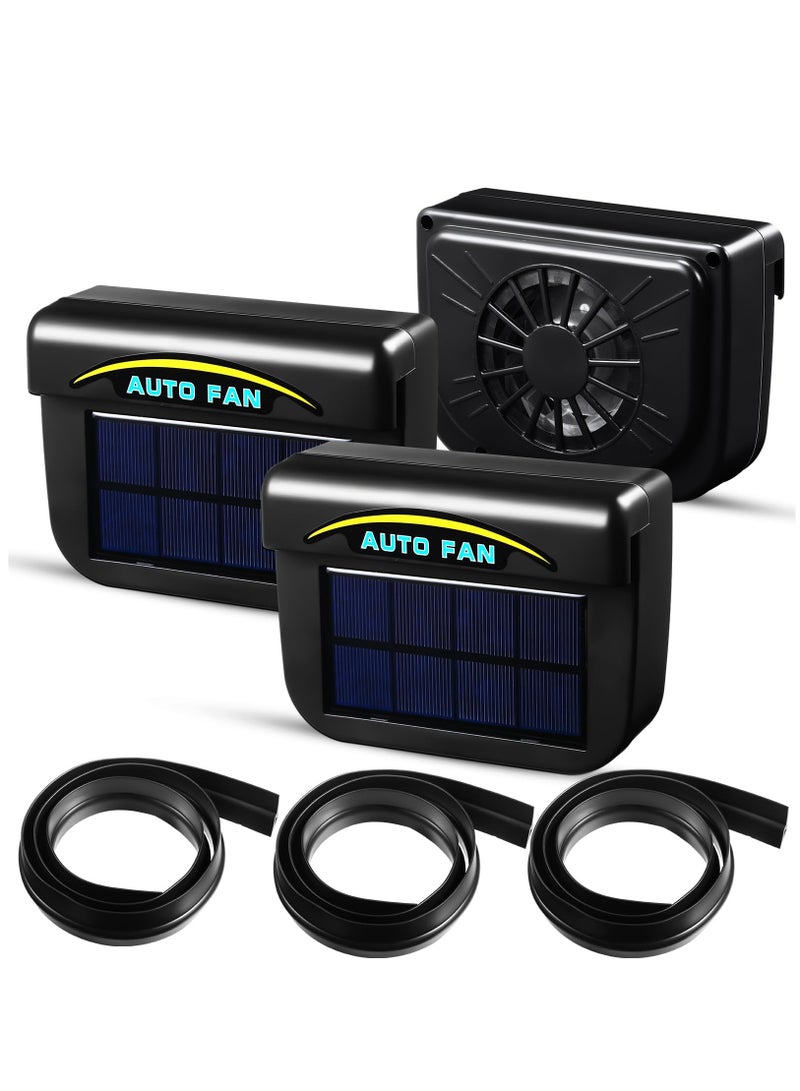 Excefore 3 Pcs Solar Powered Car Ventilator Vehicle Exhaust Fan Solar Powered Fan Car Window Fan Automobile Cool Fan Cooler Ventilation System Radiator for Car Windshield Air Circulation - Image 1