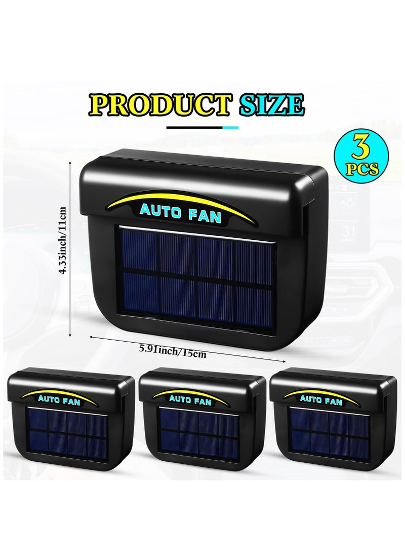 Excefore 3 Pcs Solar Powered Car Ventilator Vehicle Exhaust Fan Solar Powered Fan Car Window Fan Automobile Cool Fan Cooler Ventilation System Radiator for Car Windshield Air Circulation - Image 2