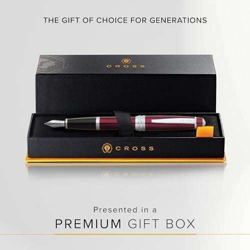 Cross Bailey Red Refillable Fountain Pen – Medium Point, Black Ink, Smooth Writing, Presented in a Premium Gift Box - Image 4