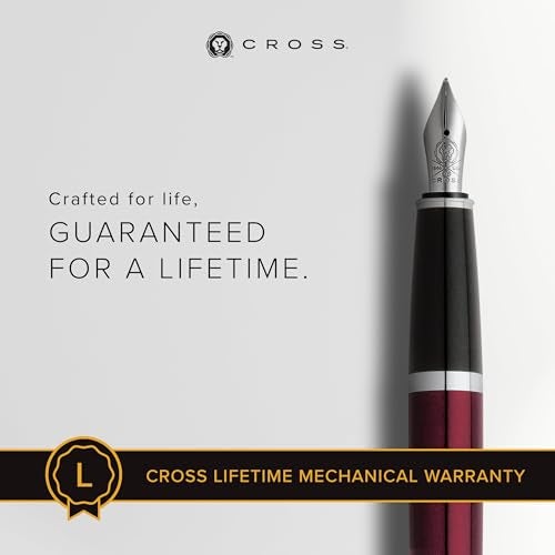 Cross Bailey Red Refillable Fountain Pen – Medium Point, Black Ink, Smooth Writing, Presented in a Premium Gift Box - Image 3