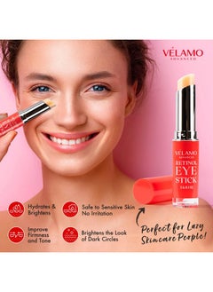 VELAMO ADVANCED Retinol Eye Stick, Retinol Eye Cream, Retinol Cream, Retinol Face Cream, Under Eye Cream Anti Aging, Eye Cream, Brightening Eye Balm Reduces Fine Lines and Dark Circles, Visible Results in 3-4 Weeks  - Image 2
