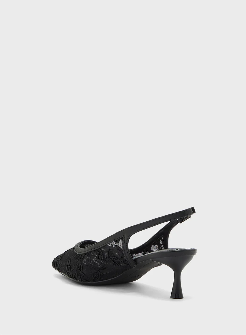 ايلا Floral Lace Embroidered Sling Back Pump