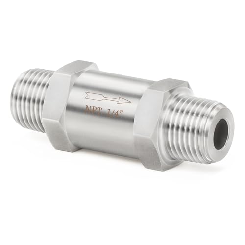 ChillWaves 304 Stainless Steel In-Line Split Check Valve 1/4" NPT Male Thread, One-Way Non-return Check Valve，Prevent Water Back-flow(1-PACK) - Image 1