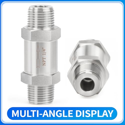 ChillWaves 304 Stainless Steel In-Line Split Check Valve 1/4" NPT Male Thread, One-Way Non-return Check Valve，Prevent Water Back-flow(1-PACK) - Image 3