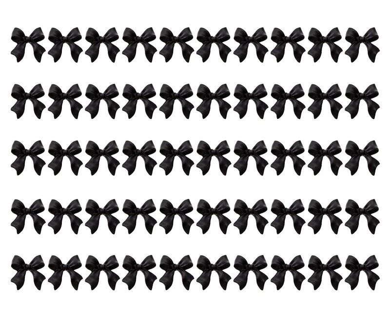 PPhtony Acrylic Flatback Nail Bows Rhinestones Charms Gems for Women Girls Nail Art Design Nail Accessories DIY Decoration 50PCS Black