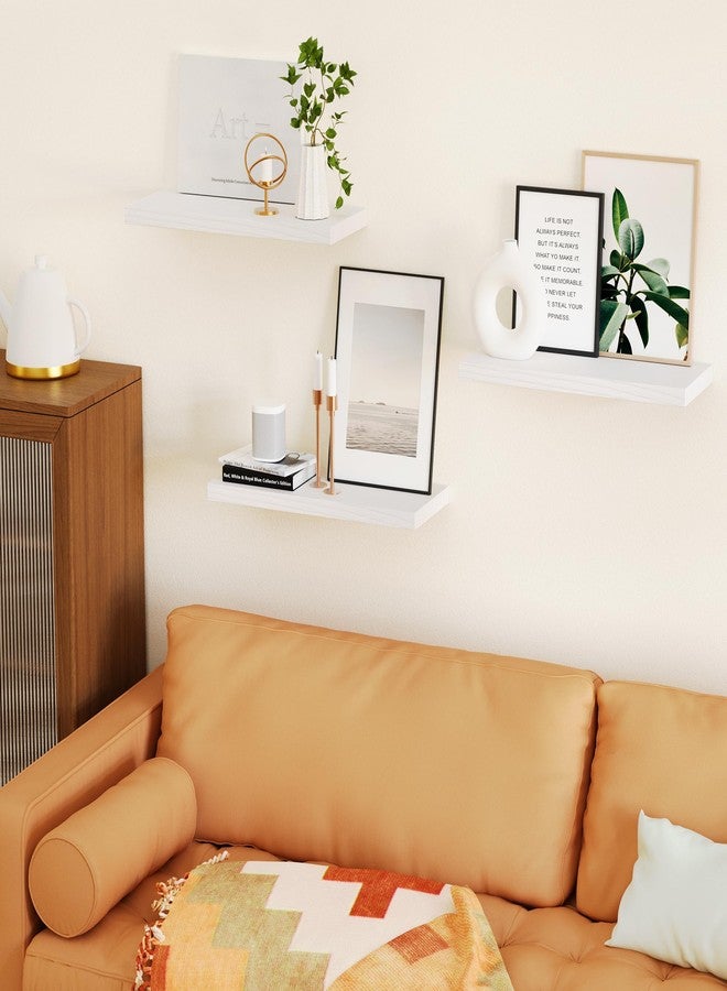 Greenual 3 Packs Floating Shelves for Room Wall Accent Mounted Bookshelf Storage Bathroom Bedroom Living Room Hanging Kitchen Display Office Plant Book Gaming Dorm Decor Bath Cute Shelf Decore Decir White Wood - Image 4