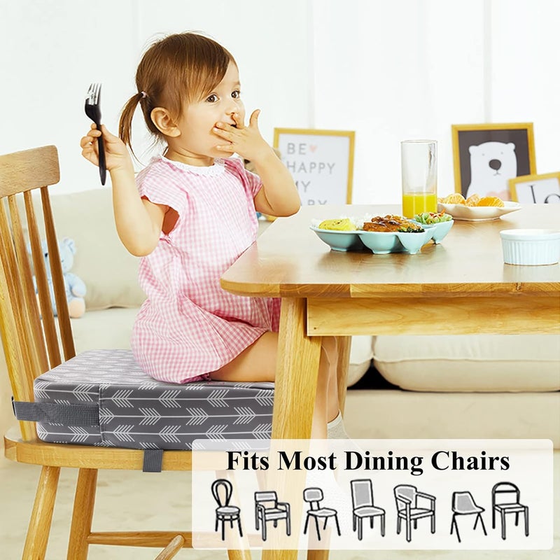 SUNMALL Dining Chair Heightening Cushion Portable Dismountable Adjustable Highchair Booster for Baby Toddler Kids Infant Washable Thick Chair Seat Pad Mat (Grey Arrow) - Image 4