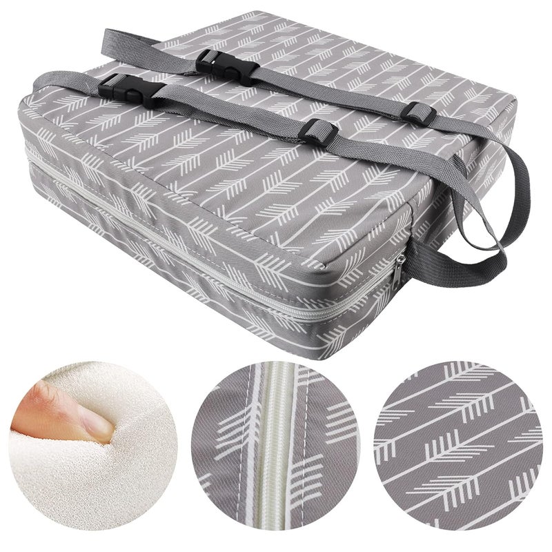SUNMALL Dining Chair Heightening Cushion Portable Dismountable Adjustable Highchair Booster for Baby Toddler Kids Infant Washable Thick Chair Seat Pad Mat (Grey Arrow) - Image 2