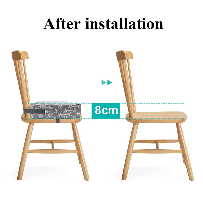 SUNMALL Dining Chair Heightening Cushion Portable Dismountable Adjustable Highchair Booster for Baby Toddler Kids Infant Washable Thick Chair Seat Pad Mat (Grey Arrow) - Image 5