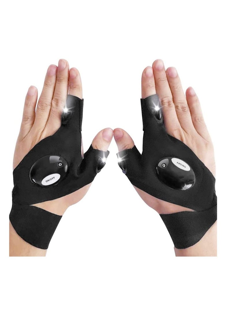 SYOSI LED Flashlight Gloves, Cool Gadgets Birthday Gifts for Boyfriend Hands-Free Lights Fingerless Gloves for Car Repairing, Night Fishing, Running, Camping, Hiking, Gifts for Men Him Dad - Image 1