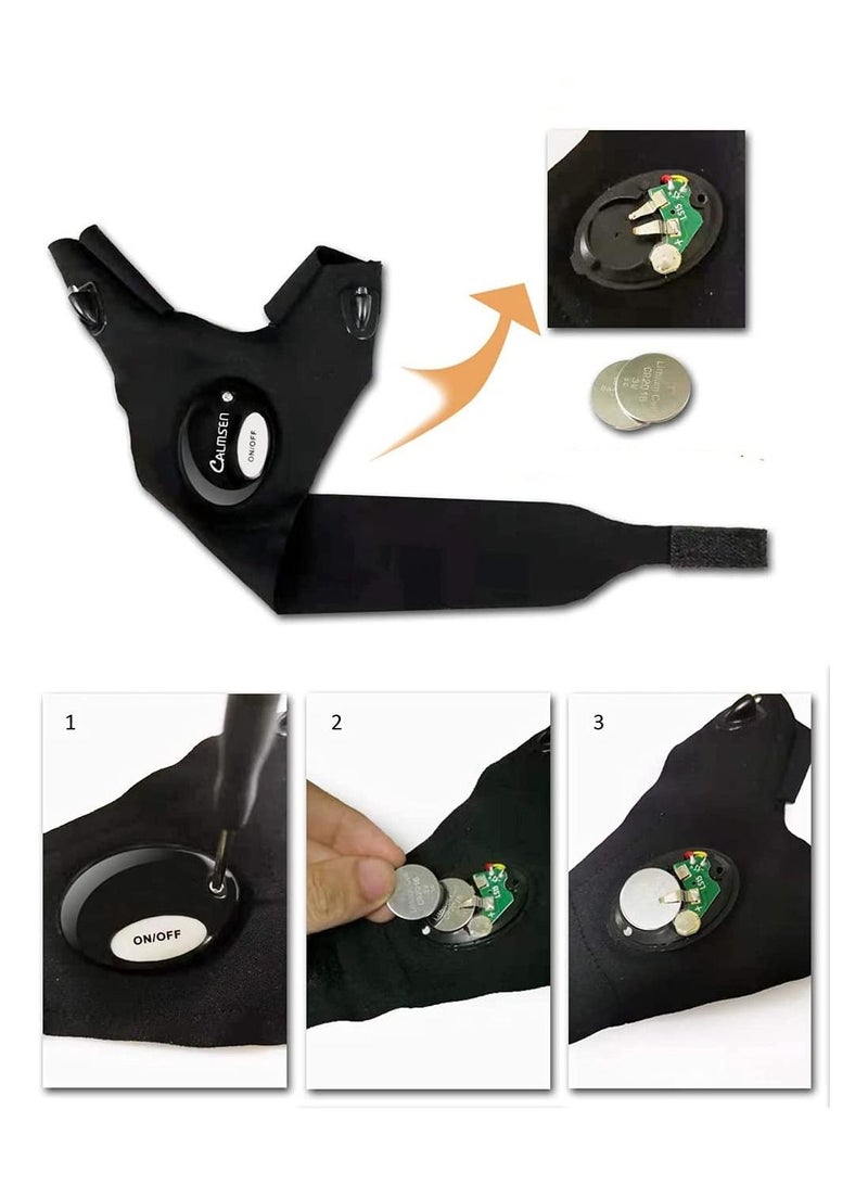 SYOSI LED Flashlight Gloves, Cool Gadgets Birthday Gifts for Boyfriend Hands-Free Lights Fingerless Gloves for Car Repairing, Night Fishing, Running, Camping, Hiking, Gifts for Men Him Dad - Image 4