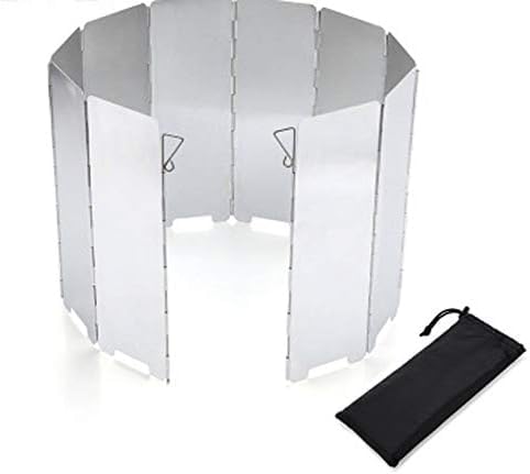 BISONBERG 8 Plates Camp Stove Windshield, Folding Wind protection Aluminum Lightweight Compact Camping Burner Stove Windscreen with Carry Bag - Image 1