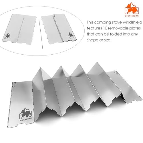 BISONBERG 8 Plates Camp Stove Windshield, Folding Wind protection Aluminum Lightweight Compact Camping Burner Stove Windscreen with Carry Bag - Image 4