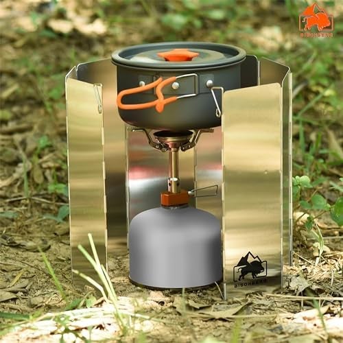 BISONBERG 8 Plates Camp Stove Windshield, Folding Wind protection Aluminum Lightweight Compact Camping Burner Stove Windscreen with Carry Bag - Image 5