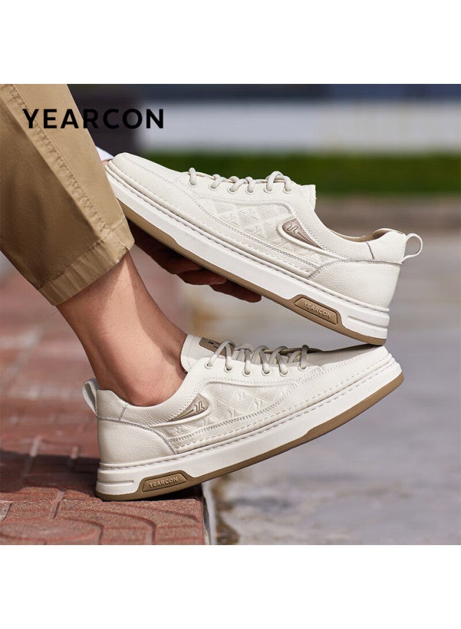 YEARCON Yierkang Men's Fashion Casual Shoes Work Out Leisure Shoes With Thick Sole - Beige 57668w - Size 41 - Image 1
