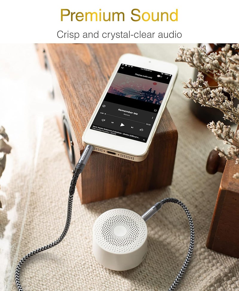بلو ريجر كابل الصوت الستيريو مقاس 3.5 مم (طول 3 أقدام، مقبس مطلي بالذهب عيار 24 قيراط، كابل مساعد، ذكر إلى ذكر، صوت عالي الدقة) – كابل مساعد للسماعات، أنظمة الصوت المنزلية والسيارات، مكبرات الصوت، الهواتف، الأجهزة اللوحية، أجهزة الكمبيوتر المحمولة - Image 5