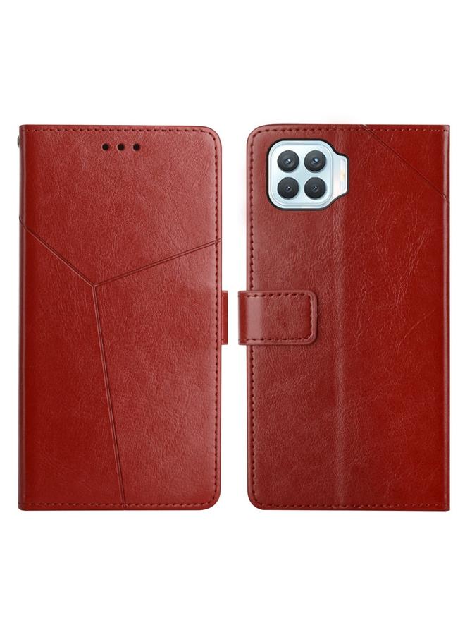 اس-توب جراب هاتف OPPO F17 Y بخياطة أفقية من الجلد القابل للطي - Image 1