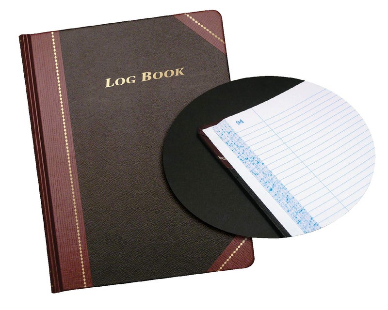 Adams Log Book 813 x 1038 Inches Black Covers with Maroon Spine 150 Pages ARB810L15