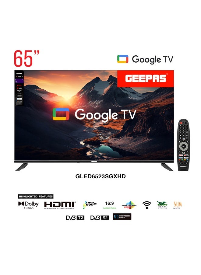 GEEPAS 65" Smart Ultra HD LED Google TV with Dolby Audio, Chromecast, Licensed Apps & Multiple Ports  - Image 1